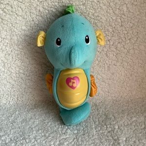 Fisher Price Blue Glow Seahorse Plush 10in Light Up Musical Toy